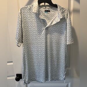 PGA Tour White Polo with Blue Floral Design